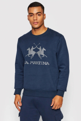 Bluza sport cu decolteu la baza gatului si imprimeu logo Albastru 3XL INTL 