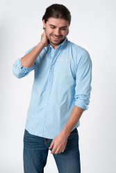 Camasa La Martina regular fit cu logo brodat CCMC01 Albastru XL INTL 