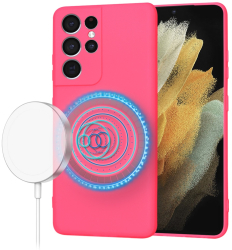 Husa pentru Samsung Galaxy S21 Ultra 5G - Techsuit SoftFlex MagSafe - Hot Pink 