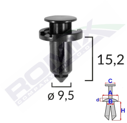 Clips Fixare Pentru Nissan/honda/subaru 9.5X15.2Mm - Negru Set 10 Buc 