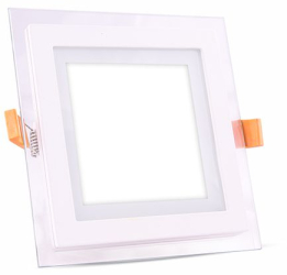 Corp iluminat led patrat incorporabil 12w 6400k alb rece sticla 