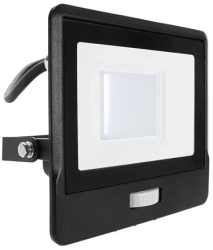 Reflector led smd 30w 6400k ip65 cu senzor miscare - negru 