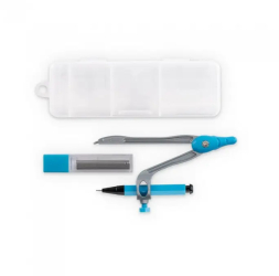 Set de Geometrie in Cutie Include 1 Compas 1 Creion Mecanic si 10 Mine Grafit de 0 5 mm. 128 x 42 x 20 mm Albastru 