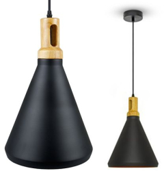 Corp suspendat pentru iluminat max 60w ip20 lemn culoare negru 