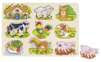 Puzzle Incastru Cu Sunete Animale De Ferma Copii 1 An+ Goki Carboysafety 