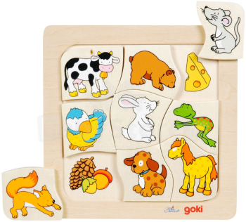 Puzzle Incastru Educativ Copii 2 Ani+ Animale Si Hrana Lor Goki Carboysafety 