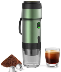 Espressor Portabil 3IN1 Fara Fir Compatibil cu Cafea Macinata Capsule Nespresso Dolce Gusto Tchibo etc. 20 Bar verde 