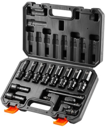 Trusa 14 chei tubulare de impact cu pivotare 360 grade Hexagonale prindere 3/8 Cr-Mo 10-19 mm Prelungitor 