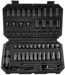 Trusa 55 chei tubulare adanci si scurte de impact Antrenor cu clichet Hexagonale prindere 1/4 inch Cr-Mo Prelungitor 