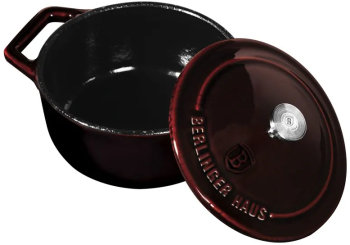 Cratita cu capac 10 cm din fonta emailata Burgundy Metallic Line Berlinger Haus BH 6495 