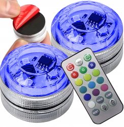 Set 2 lampi LED rezistente la apa Zola 13 culori RGB diferte moduri de iluminare 3 LED-uri telecomanda 3 x 2.2 cm