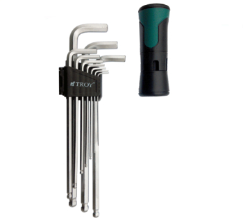 Set chei imbus Hex Troy 26202 O1.5-10 mm cap rotund 11 piese 