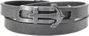 Bratara barbati piele otel inoxidabil PersonalStyle negru Ancora 