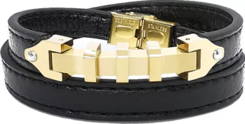 Bratara barbati piele otel inoxidabil PersonalStyle negru auriu 