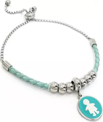 Bratara dama piele otel inoxidabil Mamica mandra PersonalStyle turquoise argintiu 