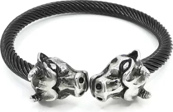 Bratara Horned Wolf otel inox Personalstyle negru argintiu 