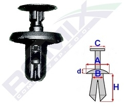 CLIPS FIXARE PENTRU MITSUBISHI/SUBARU 6X10MM - NEGRU SET 10 BUC 