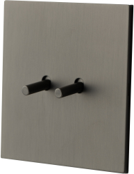 Intrerupator metalic GreyLux Vichema 2Gang 2Way 10A Gri Mat doza cadou 