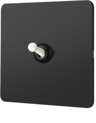 Intrerupator metalic LuxToggle Vichema 1Gang 2Way 10A Negru doza cadou 