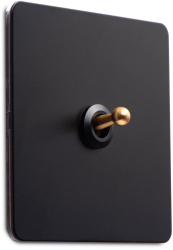 Intrerupator metalic LuxToggle Vichema 1Gang 2Way 10A Negru/Auriu doza cadou 