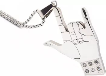Pandantiv Rock Hand cu lant inox PersonalStyle argintiu 