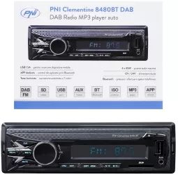 RADIO MP3 PLAYER AUTO DAB SI RDS PNI CLEMENTINE 8480BT 4X45W 12/24V CU SD USB AUX RCA BLUETOOTH SI USB 1.5A 