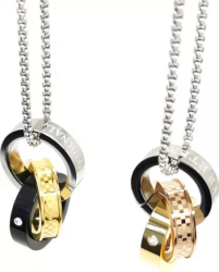 Set pandantive indragostiti lantisoare cupluri PersonalStyle inox carbon Eternal Love