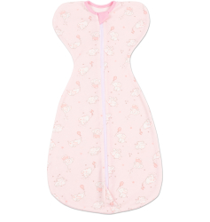 Sistem de infasat cu fermoar dublu Kidizi Swaddel Confort Elefun Pink 0-4 luni 100 bumbac 0.5 tog 