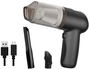 Aspirator auto portabil incarcare 7.4V putere de aspiratie puternica filtru HEPA design compact negru 