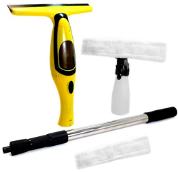 Aspirator de geamuri si oglinzi electric maner telescopic 65 cm stergator/curatator fara fir cu acumulator 200 mAh 280 ml laveta 