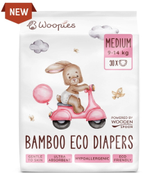 Scutece ECO cu fibre de bambus M 9-14 kg 30 bucati Wooden Spoon