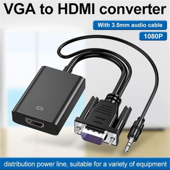 Adaptor Convertor VGA la HDMI si Audio Full HD 1080P/60Hz Negru 