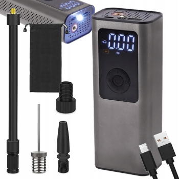Compresor digital lcd pentru masini si bicilete 150psi/10bar cu trei duze de pompare reincarcabila 