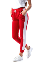 Pantaloni trening dama Lara lungi bumbac L rosu cu alb 