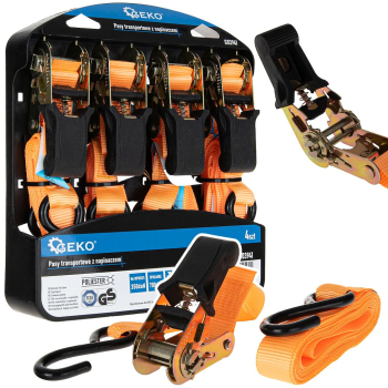 Set 4 curele de transport cu intinzator 4.5 m x 25 mm capacitate maxima 700 kg Geko G03941 