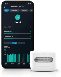 Monitor calitate aer Amazon Smart Air Quality Monitor B08W8KS8D3 Umiditate Monoxid de carbon CO PM2.5 Alb