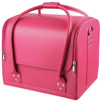Geanta profesionala pentru cosmetice sau depozitare Tecos® roz dimensiuni 27.5 cm x 21 cm x 17.5 cm 1 compartiment principal si 4 s 