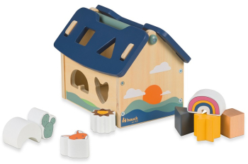 Joc de imbinare si dezvoltare a abilitatilor motorii Casa cu forme din lemn Hauck Sort N Build 
