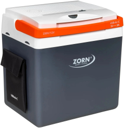 Lada frigorifica auto ZORN Z 26 LNE 25 litri alimentare 12V 230V USB A/C racire si incalzire gri-alb-portocaliu 