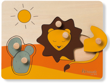 Puzzle din lemn certificat FSC cu piese imbinate Hauck Lion 