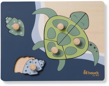 Puzzle din lemn certificat FSC cu piese imbinate Hauck Turtle 