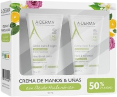 Set Crema hidratanta pentru maini si cuticule cu efect protector A-Derma Manos and Unas 2 x 50 ml 