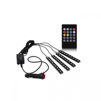 Set 4x benzi LED auto RGB 12.5 cm telecomanda si functie sonora 