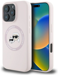 Husa pentru iPhone 16 Pro Max - Karl Lagerfeld Silicone MagSafe KLHMP16XSKCHTCP - Pink Karl&Choupette Head 
