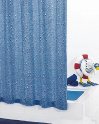 Perdea dus Ridder cu inele incorporate 180cmx200cm albastru plastic ecologic Drops 