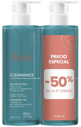 Set Gel hidratant de curatare faciala pentru tenul gras Avene Cleanance 2 x 400 ml 