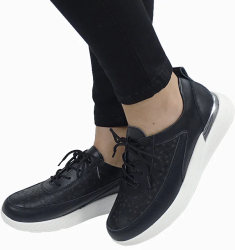 Sneakersi negri din piele naturala 5108 M7 