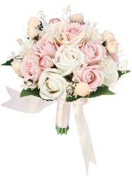 Buchet mediu personalizabil cu trandafiri bujori si flante naturale uscate Alb Roz 