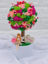 Copacel Decorativ cu Licheni Premium si Flori Criogenate Figurina Trunchi Printat 3D In Ghiveci ceramic