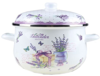 Cratita cu capac emailata N2L Store 22 cm 3.9 l Grunberg GR2200 ALB/MOV 